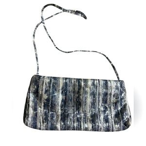 Vintage metallic silver and gray crossbody purse made in USA